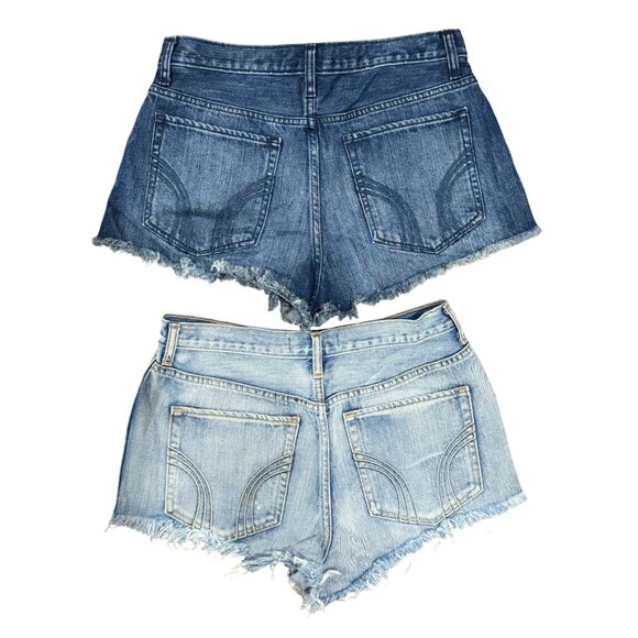 NEW HOLLISTER 2 Pairs Womens Sz 7 High Rise Denim Shorts Distressed Frayed Hem - Picture 6 of 9